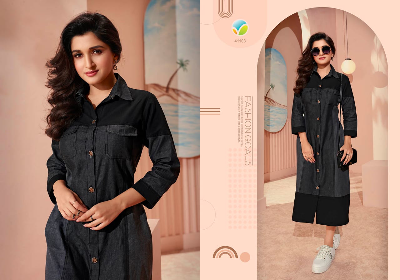 Vinay Tumbaa The Denim 3 Wholesale Party Wear Denim kurtis